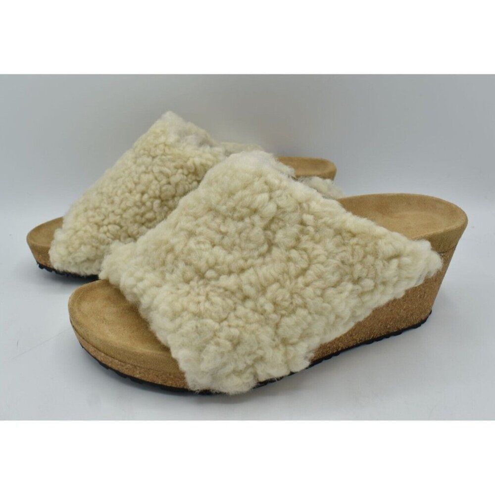 Papillio Birkenstock EU 38 US 7 Namica Teddy Eggshell Narrow‎ Fit Wedge Sandals